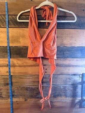 Women’s Orange Halter Tie-Back Tank Top